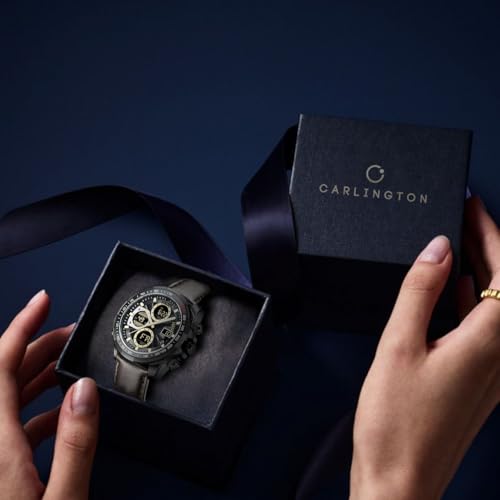 Image of Carlington Nitro Analog-Digital Men's Premium Leather Strap Wrist Watch | Quartz Movement | Water & Shock Resistant Watch for Men | Casual & Formal Wear - CT 9197