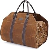 INNO STAGE Firewood Log Carrier Bag Waxed Canvas Fire Wood Carrying Holder for Fireplace Stove Accessories Indoor Outdoor