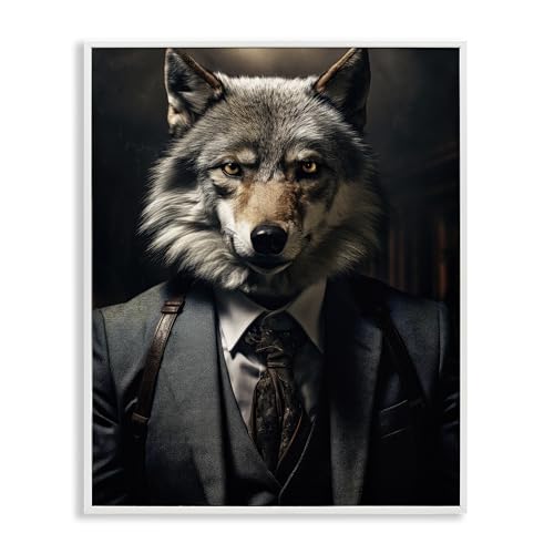 Wall Street Wolf Portrait, 16 x 20 Inch Framed Giclée Print