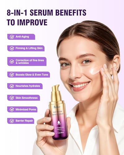 Image of Retinol Peptides Serum for Face: Anti Aging NAD+ Firming Collagen Serum for Wrinkles Fine Lines, Hydration Face and Neck Skin for Women Men Day Night