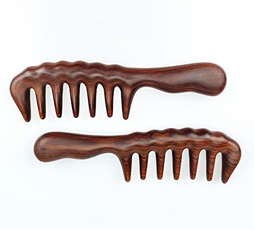 Thicken Wood Wide Tooth Comb, Large No-Static Wooden Comb For Men And Women, Detangling Comb For Curly Hair, Handmade Natural Sandalwood Hair Comb, Hair Pick For Head/Scalp Massage #TOP7