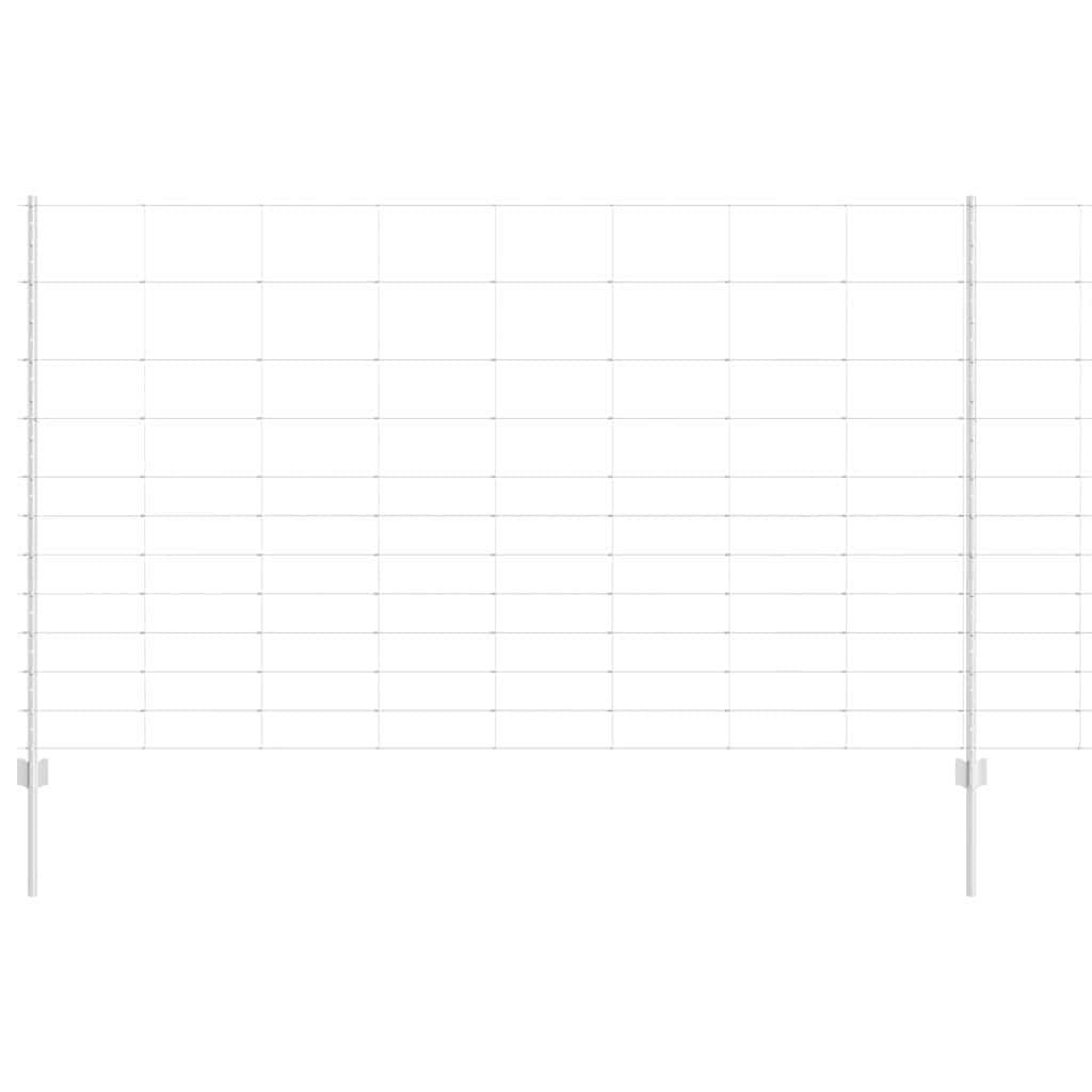 Fence with Post Silver 1.4 x 25 m Steel Outdoor Garden Privacy Panel Set UV Resistant Easy Assembly Boundary Fence for Terrace Patio Yard