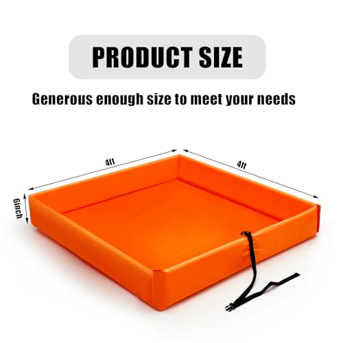 Image of Wettarn Folding Duck Pond 4' x 4' Portable Spill Containment Berm Wall Containment Berm (Orange)