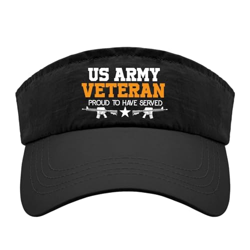Generic Us Army Veteran Proud to Have Served Cap Visor for Teens Visor Hat Reversible Sun Visor Hat, One Size-Medium, Allblack