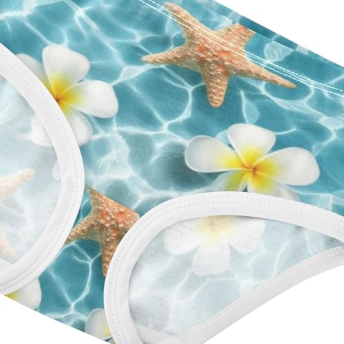 Starfish Flowers Ocean Blue Girl Panties Cute Toddler Underwear Floral Cotton Colorful Briefs Undies Kids 2t4