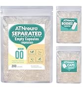 ATNreuro Vegan Separated Empty Capsules Size 00 (200 Count), HPMC Pill Capsules Empty for DIY Sup...