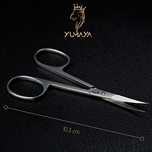 YUMAYA® Profi Nagelschere extra fein aus Edelstahl inkl. Etui & eBook | Für Linkshänder & Rechtshänder geeignet | Haut- & Fingernagelschere