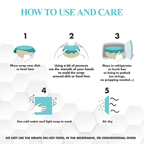 Meli Wraps - 3-Pack Reusable Beeswax Wraps for Food, Eco-Conscious Food Storage, Small, Medium and Large Food Wrap, Bloom