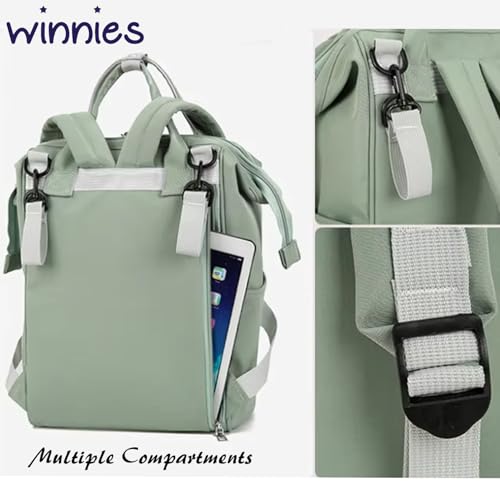 Image of Winnies Diaper Bag Backpack for Moms Multi-Functional Maternity Nappy Bags with Insulated Bottle Holders, Wide-Open Main Compartment & Multiple Pockets