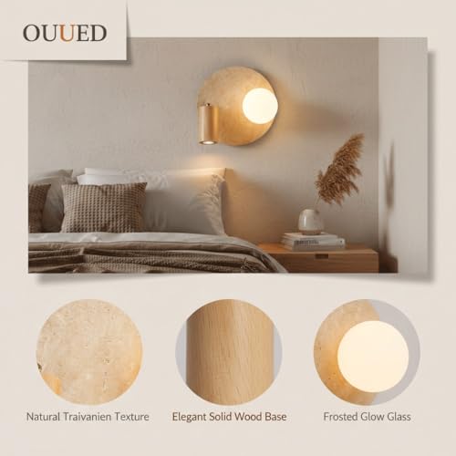 Spotlight con cabezal giratorio de 360 grados y aplique de pared de travertino moderno 4