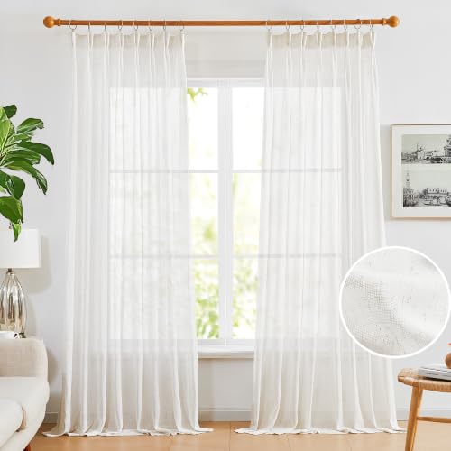 Deconovo Gardinen mit Kräuselband Halbtransparent Gardinenschal Wohnzimmer Voile Vorhang Vorhänge Lichtdurchlässig und Elegant… – Ansicht 5