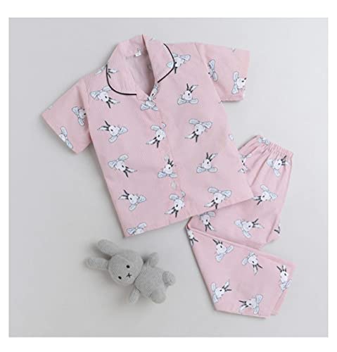 Image of Cotton Printed Night Dress Soft Night Suit Sleepwear Nightwear Set Unisex Kids Wear