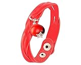 Evelyn Brooks Designs Adjustable Handmade Leather Band Unisex Bracelet w/meaningful huayruro seed beads & magnetic clasp - Symbol of Prosperity,Love&Happiness