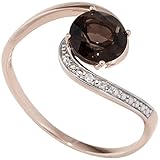 Besetzt mit einem Rauchquarz und 3 Diamant-Brillanten mit einem Gesamtgewicht von 0,015 ct