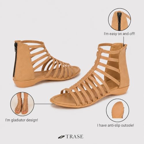 Image of TRASE Flats Gladiator With Zip Closure For Women Sandals| Gladiator High-Tops Sandals For Women | Stylish & Comfortable | College, Office, Shopping, Outdoor & Beach Wear