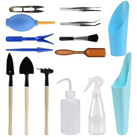 LIHAO 15 Stück Mini Pflanzen Werkzeug Set Gartenwerkzeug für Gärten und Topfpflanze (Verpackung MEHRWEG)