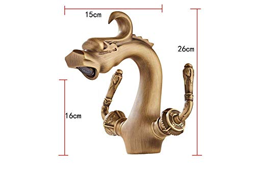FuweiEncore Grifo Antiguo Lavabo Grifo Retro dragón baño Grifo Lavabo de Estilo Europeo Grifo Caliente y frío Grifo Doble