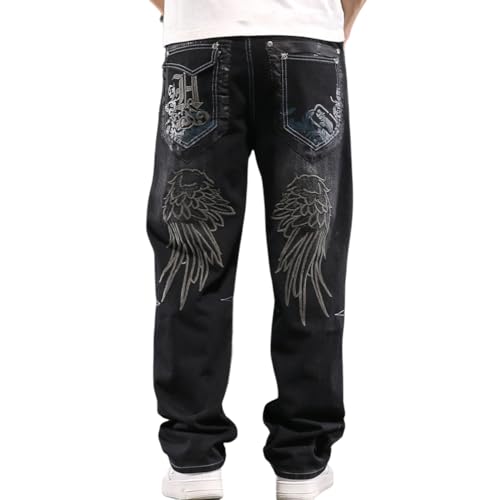 Men's Baggy Jeans Y2k Straight Leg Oversized Skateboard Denim Pants Streetwear Dance Jeans