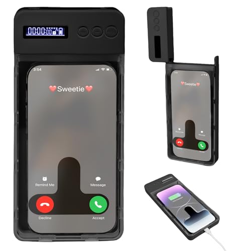 Caja de bloqueo para teléfono móvil con temporizador, caja de seguridad para teléfono móvil con temporizador, caja de bloqueo de teléfono con temporizador, para iPhone/teléfono Android, máx. 17 cm