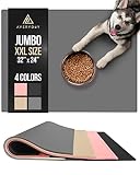 AVERYDAY 32x24'' Large Silicone Cat Dog Food Water Bowl Mat Fits Multi Pet Feeding Stations, 0.63" H