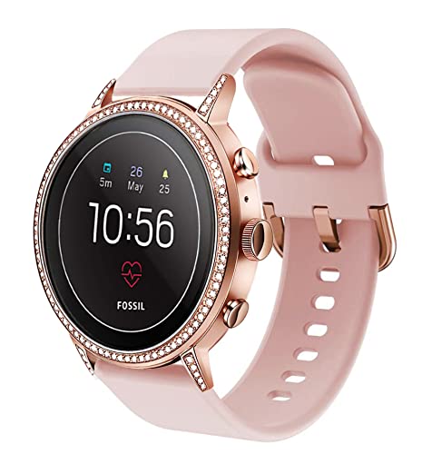 Vicrior Bands Compatible With Fossil Women's Gen 5E 42Mm / Gen 6 42Mm, 18Mm Quick Release Soft Silicone Fadeless Pattern Printed Floral Replacement Band For Fossil Q Venture Gen 4 Hr/Gen 3, Pink #TOP10