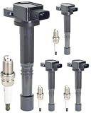 LHWV Ignition Coil UF311 and Double Iridium Spark Plug 9807B-561BW Fit for 03-07 Honda Accord,