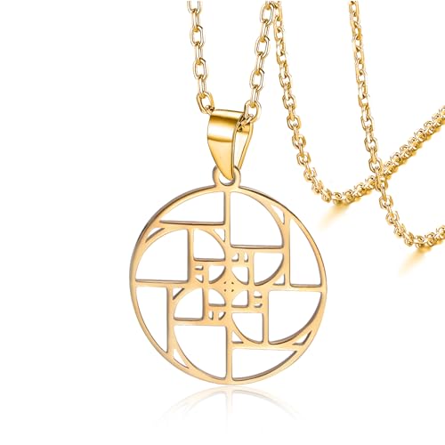 VASSAGO Collana con sequenza di Fibonacci Collana a spirale geometrica per uomo donna matematica irrazionale collana con ciondolo per laurea matematica insegnante regalo, Acciaio inossidabile