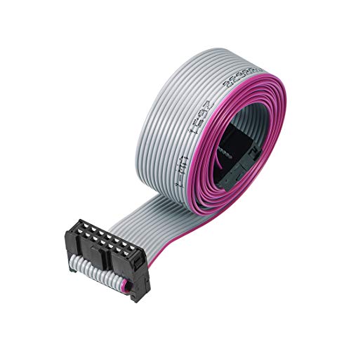uxcell IDC Wire Flat Ribbon Cable FC/FC Connector A-Type 14 Pins 2.54mm Pitch 1m Length Gray