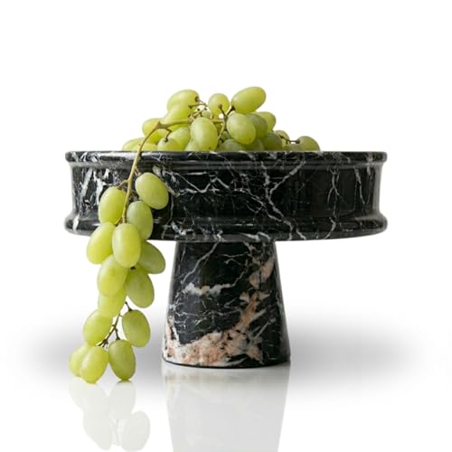 Tivoro Marble Fruit Bowl for Kitchen Counter, 10" Handcrafted Natural