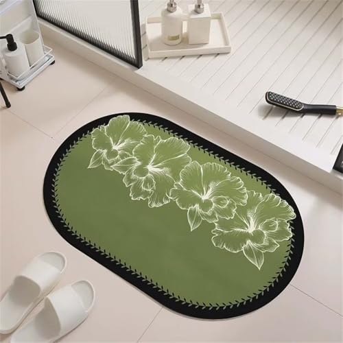 Badezimmerteppich Rutschfest, Badematte Schnelltrocknend Stein Absorbierende Badvorleger Waschbar Duschvorleger, Dünn Badteppich 100x120cm Rug für Badewannen Küche Toilette Bad Teppich Green 3-931 Badezimmerteppich Rutschfest, Badematte Schnelltrocknend Stein Absorbierende Badvorleger Waschbar Duschvorleger, Dünn Badteppich 100x120cm Rug für Badewannen Küche Toilette Bad Teppich Green 3-931