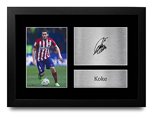 HWC Trading FR A4 Koke Atletico Madrid Regali Stampati Autografo Firmato Foto Per Gli Appassionati Di Calcio E Sostenitori - A4 Framed