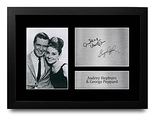 HWC Trading FR A4 Audrey Hepburn & George Peppard Breakfast At Tiffany's Geschenke Gedruckt, Signiert Autogramm Bild Für Film-Erinnerungsstücke-Fans - A4 Framed