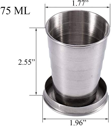 75Ml Stainless Steel Portable Outdoor Travel Camping Folding Collapsible Cup Metal Telescopic Keychain Metal Cup Stackable For Hiking Drinking Survival Telescopic Mug (1 Pcs) #TOP3