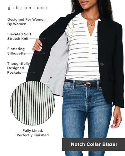 Notch Collar Blazer for Women - Dressy Casual Office Open Front Long Sleeve - Fashion Lined Knit Suit Jacket - (Sizes Vary)3