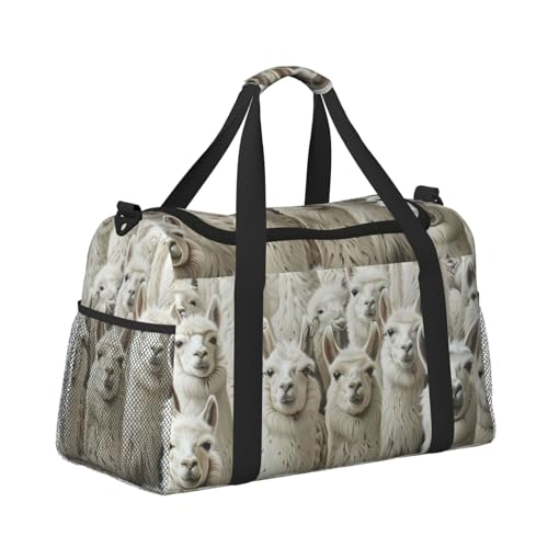 Cute Llama Print Foldable Carry On Tote Large Capacity Hand Carry Bag for Airplane Weekend Getaways3