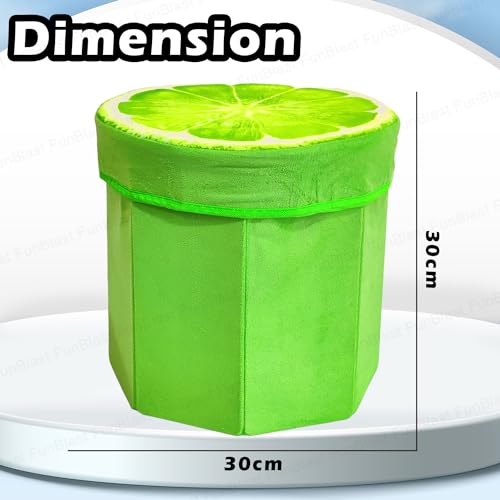 Image of FunBlast Fruit Design Multi-Functional Folding Storage Ottoman Box Organizer Cum Stool with Seat Cushion, Storage Boxes for Toys for Kids (Lemon)