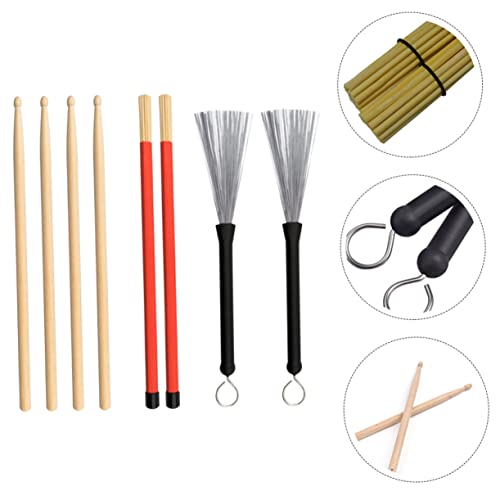 Set de Baquetas de Maple y Cepillos de Alambre para Batería, Accesorios Livianos y Portátiles para Jazz y Percusionistas miniatura 2