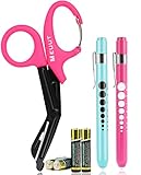 MEUUT 3 Pack Pen light & Medical Shears-Two LED Penlight with Pupil Gauge, One EMT Trauma Scissor...
