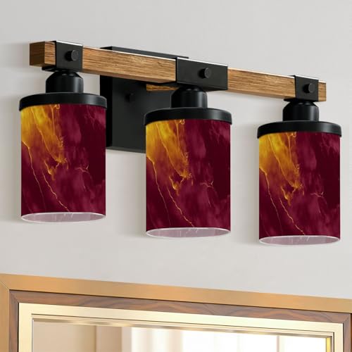 3-Light Bathroom Light Fixtures Burgundy Fabric Print Watercolor Sparkling Burgundy