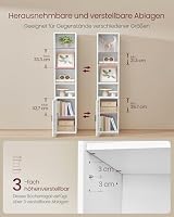 VASAGLE Custos Collection - Bücherregal, 6-stöckiges hohes Regal, Standregal mit Tür, offenes Aufbewahrungsregal, 24 x 31,8 x 175 cm, für Wohnzimmer, Homeoffice, Esszimmer, wolkenweiß LBC401W01 – Ansicht 4