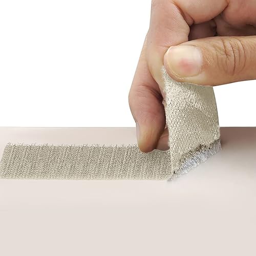 Image of 1.5 inch x 1 Yards Light Beige Wide Hook and Loop with Self Adhesive Tape Strong Sticky Back Roll Nylon Heavy Duty Strips Excellent Grip Fabric Softener for Home Office School Car Craft Organizer