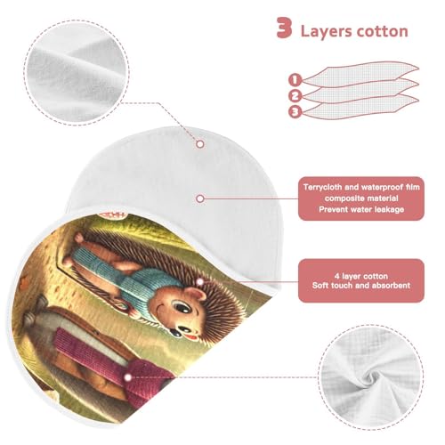 Hedgehog Squirrel Brown Baby Burp Cloths Absorbent Muslin Soft Burp Cloth Rags Cotton Burp Clothes for Boy Newborn Girl Unisex 1 Pack 22x11 Inches3