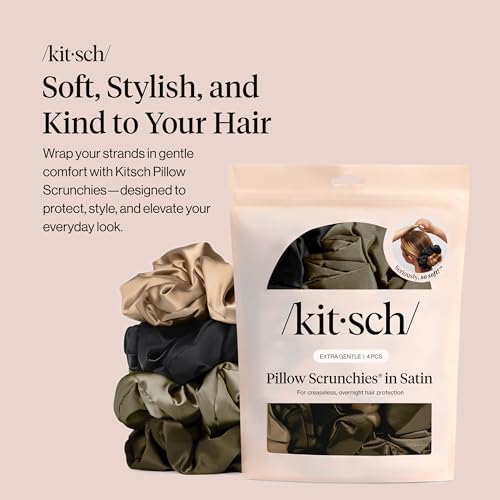 Image of Kitsch Pillow Satin Scrunchies for Women - Hair Ties No Damage, No Crease Hair Accessories | Perfect for Day or Night | Ideal Gifts for Women - 4pcs