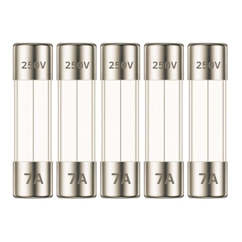 GMA 7 Amp 250V, 7A Fast-Blow (Fast Acting) Fuses, 5x20mm (0.20 x 0.79inches) GMA7A for Circuit Protection and Electronics, 5 Pack