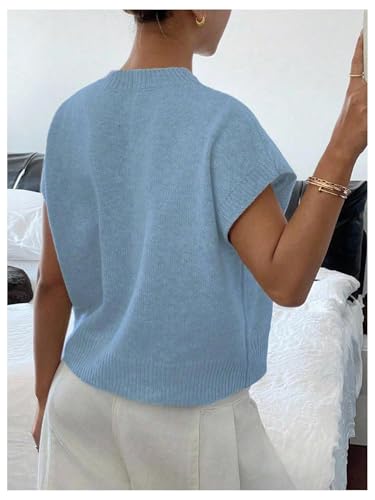 Image of SOLY HUX Women's Short Sleeve Sweater 3D Floral Sweaters Pullover Tank Tops Knit Vest Trendy Fashion Clothing