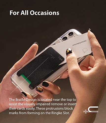Ringke Slot Card Holder Designed For Smartphones, Adhesive Stick On Wallet Case Minimalist Slim Hard Premium Credit Card Cash Sleeve - Black #TOP6