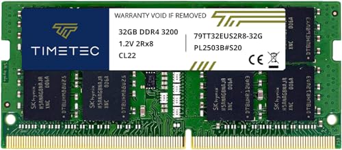 Timetec Hynix IC 32GB DDR4 3200MHz PC4-25600 Unbuffered ECC UDIMM 1.2V CL22 2Rx8 Dual Rank 260 Pin SODIMM Memory RAM Module Upgrade (32GB)
