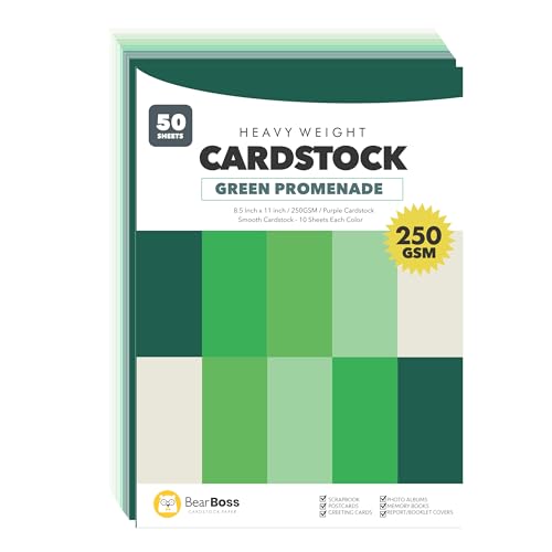 Green Colored Cardstock Thick Paper 50 Sheets, 8.5" x 11" Heavyweight 92lb Cover Card Stock for Crafts and DIY Cards Making