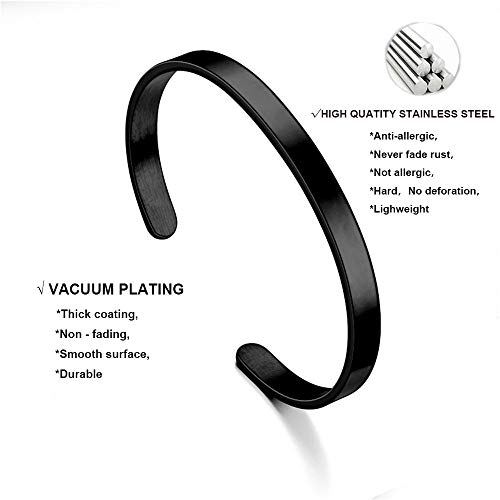 Renyilin Black Stainless Steel Religion Quotes Faith In Christian Bible Verses Inspiring Cuff Bracelets For Men And Women thumb #6