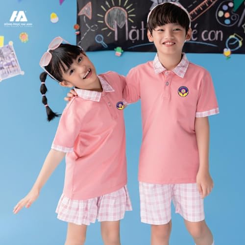 mau ao dong phuc mam non hong phoi ke